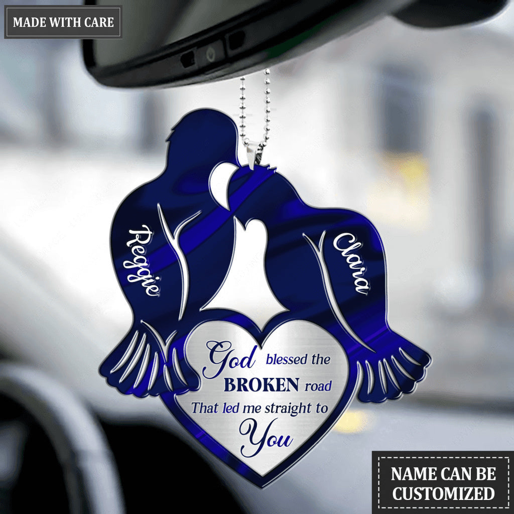 Silhouette Of Birds And Heart God Blessed Personalized Ornament
