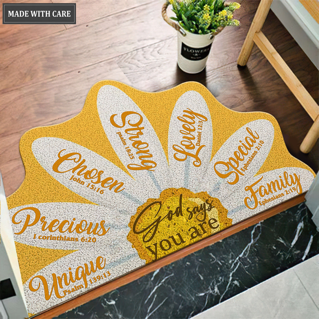 God Says You Are Daisy Half Moon Shaped Doormat