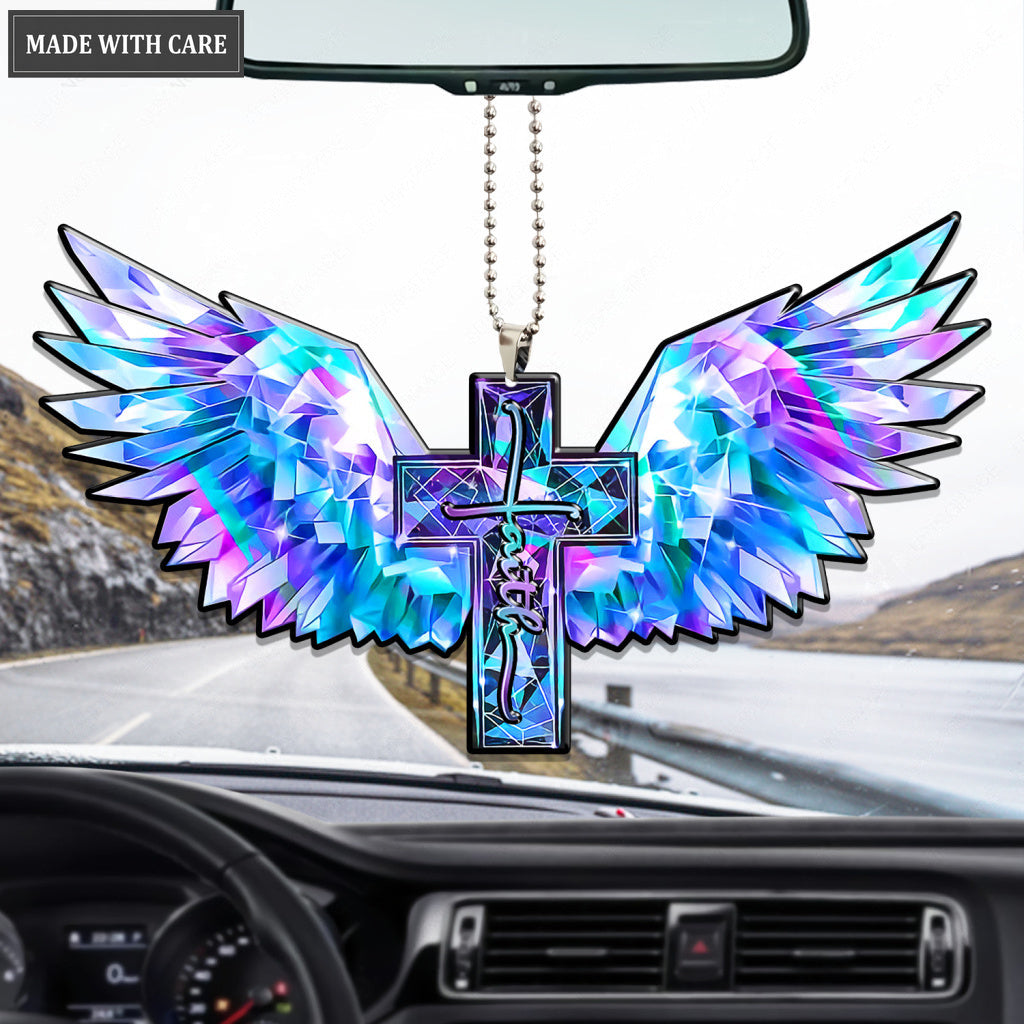 Hologram Wings Faith Cross Ornament