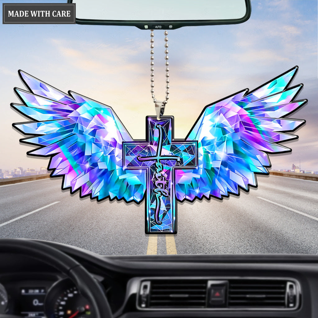 Hologram Wings Faith Cross Ornament