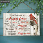 Cardinal On Doorknob Wood Rectangle Sign