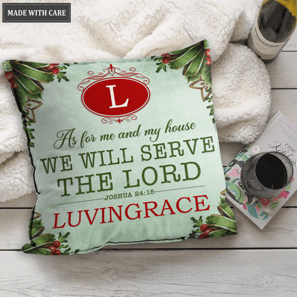 Christmas Floral As For Me And My House Personalized Pillow