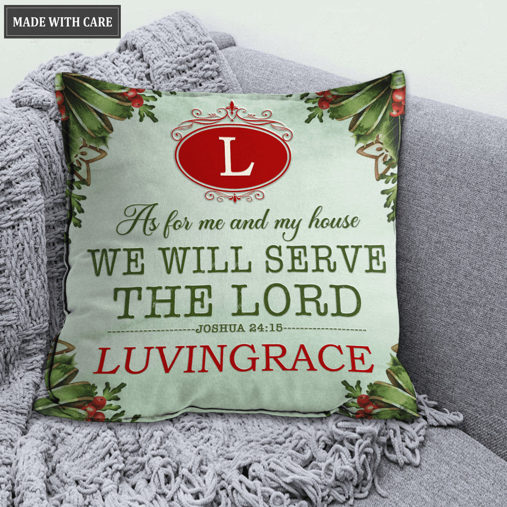 Christmas Floral As For Me And My House Personalized Pillow
