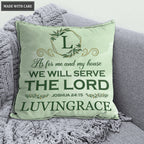 Green Floral As For Me And My House Personalized Pillow