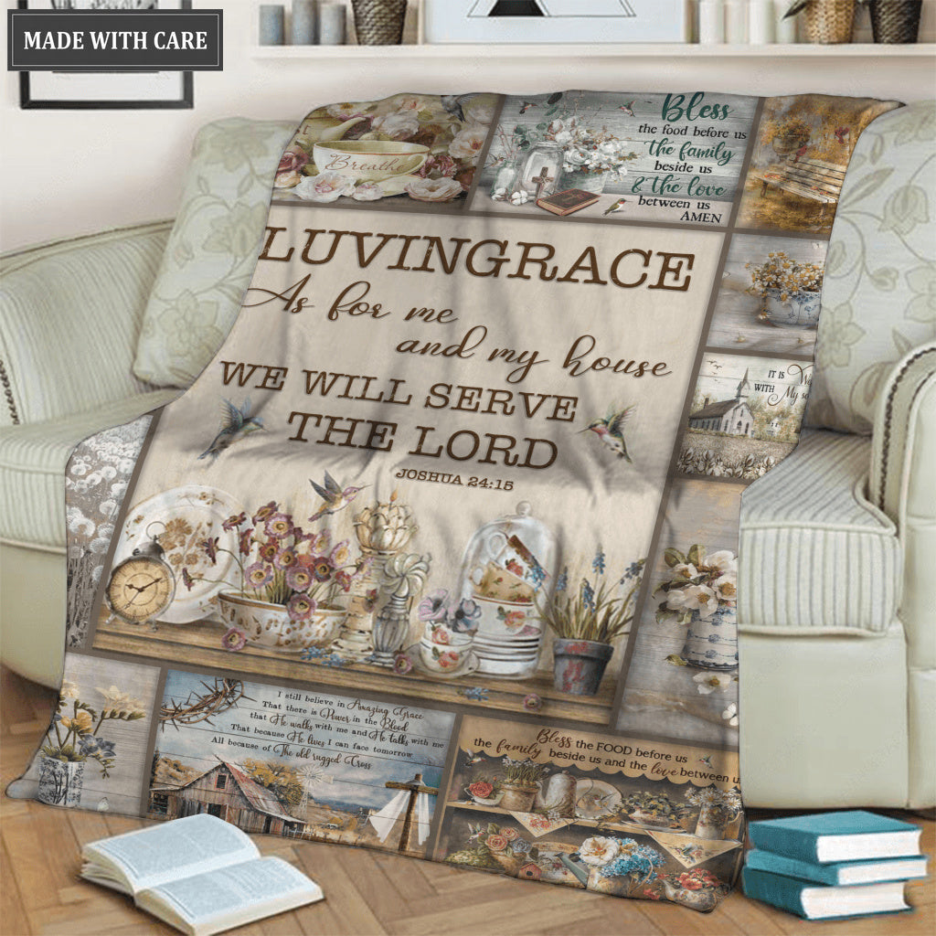 Vintage Birds Flower As For Me And My House Personalized Blanket