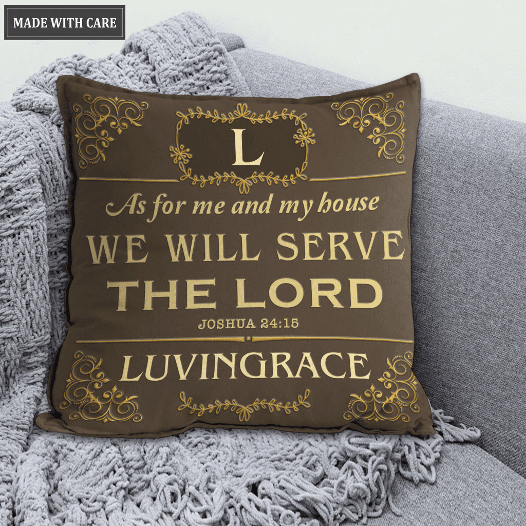 Vintage Brown Golden As For Me And My House Personalized Pillow