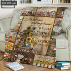 Vintage Butterfly Sunflower As For Me And My House Personalized Blanket