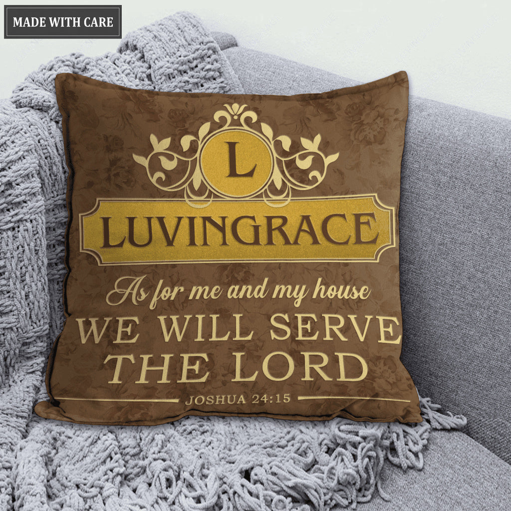 Vintage Golden As For Me And My House Personalized Pillow