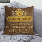 Vintage Golden As For Me And My House Personalized Pillow