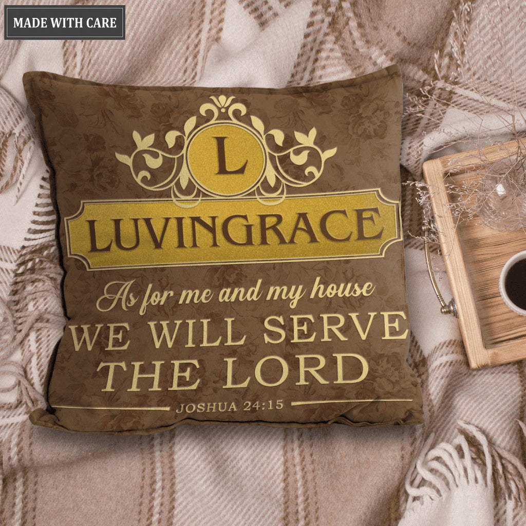 Vintage Golden As For Me And My House Personalized Pillow