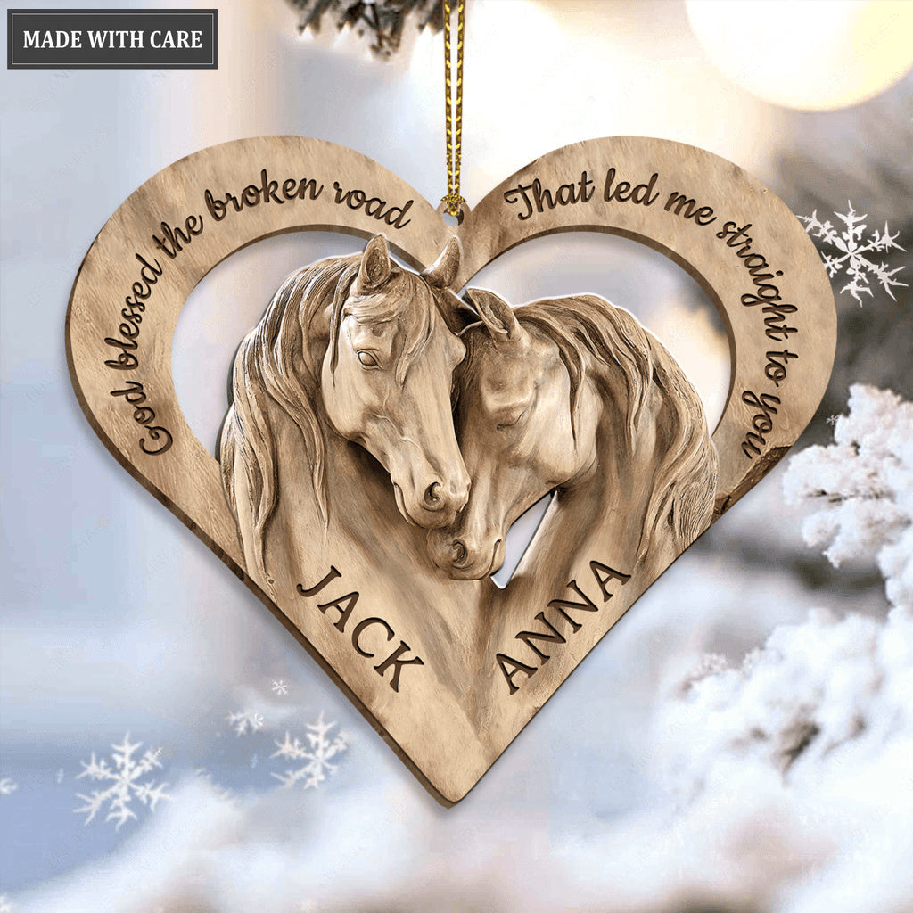 Loving Horses God Blessed Personalized Wooden Ornament