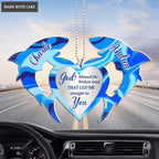 Couple Shark With Heart God Blessed Personalized Ornament