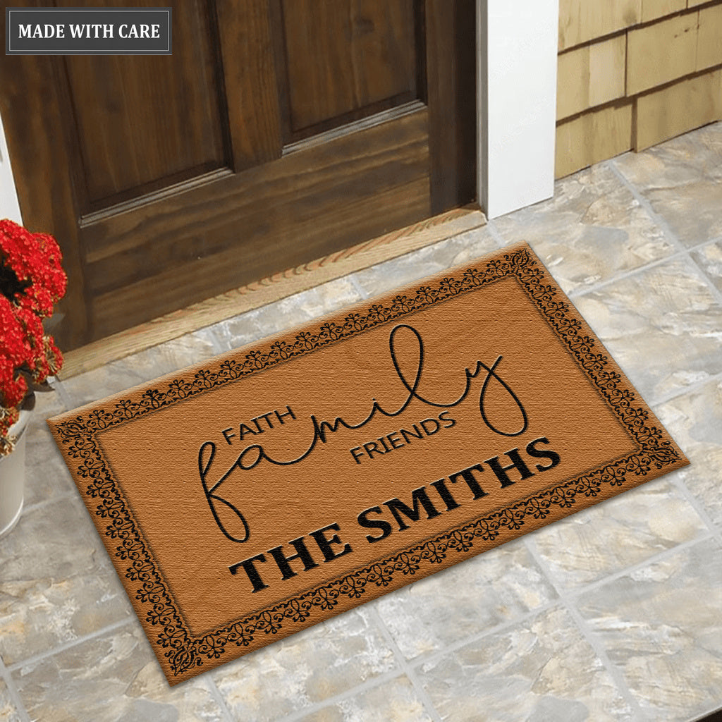 Faith Family Friends Personalized Doormat