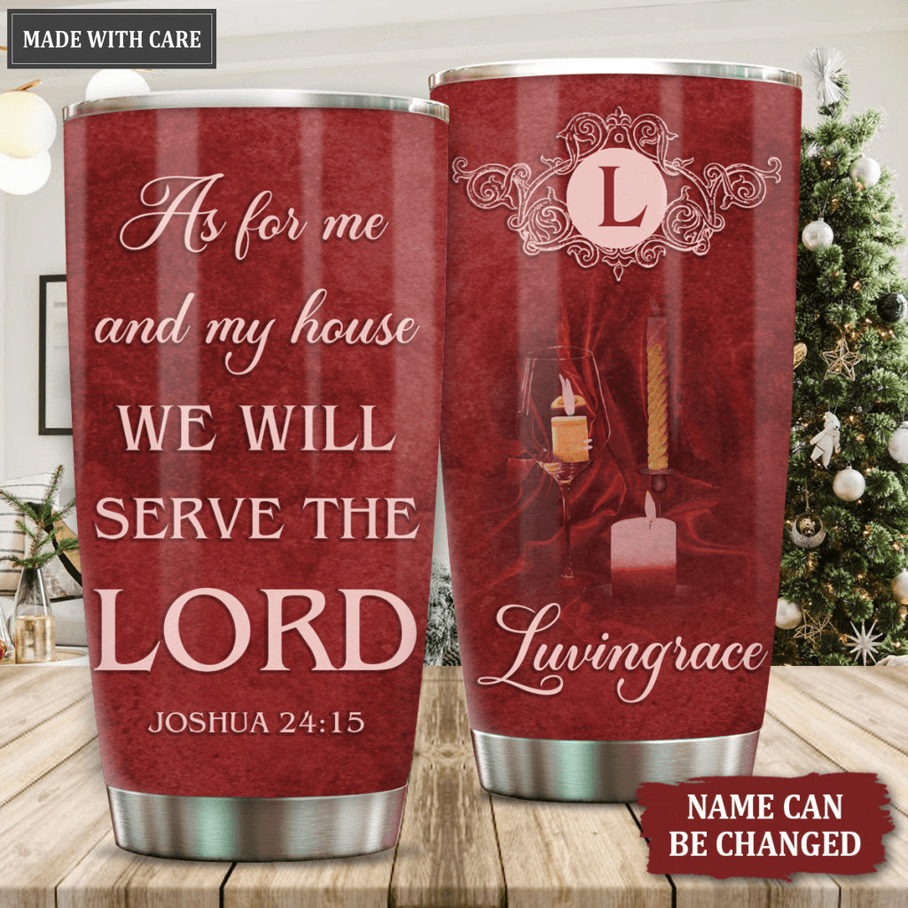 Red Candles Pray As For Me And My House Personalized Tumbler