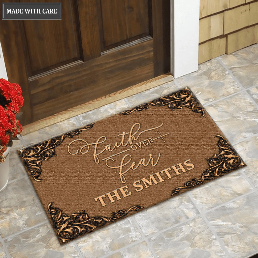 Faith Over Fear Personalized Doormat
