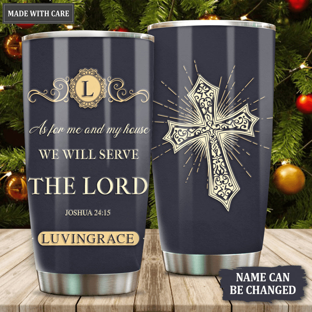 Vintage Elegant As For Me And My House Personalized Tumbler