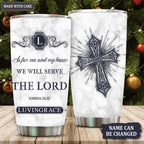 Vintage Elegant White Marble As For Me And My House Personalized Tumbler