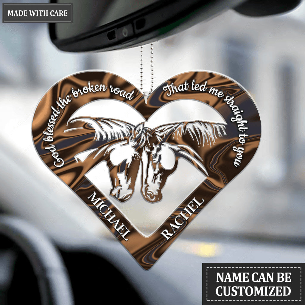 Cute Horses For Couple God Blessed Personalized Ornament