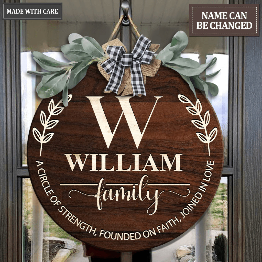 Welcome Sign Circle of Strength Personalized Bow Door Hanger