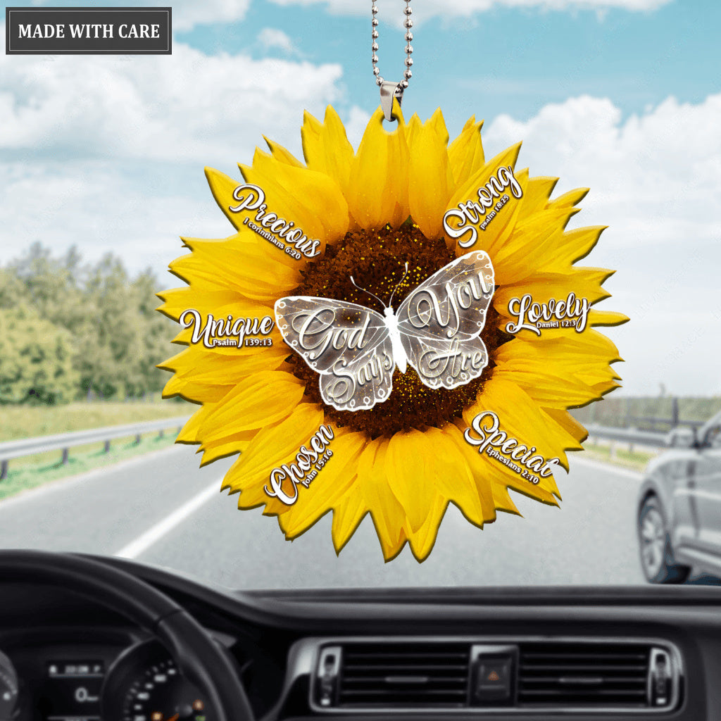 Sunflower Butterfly God Says You Are Ornament