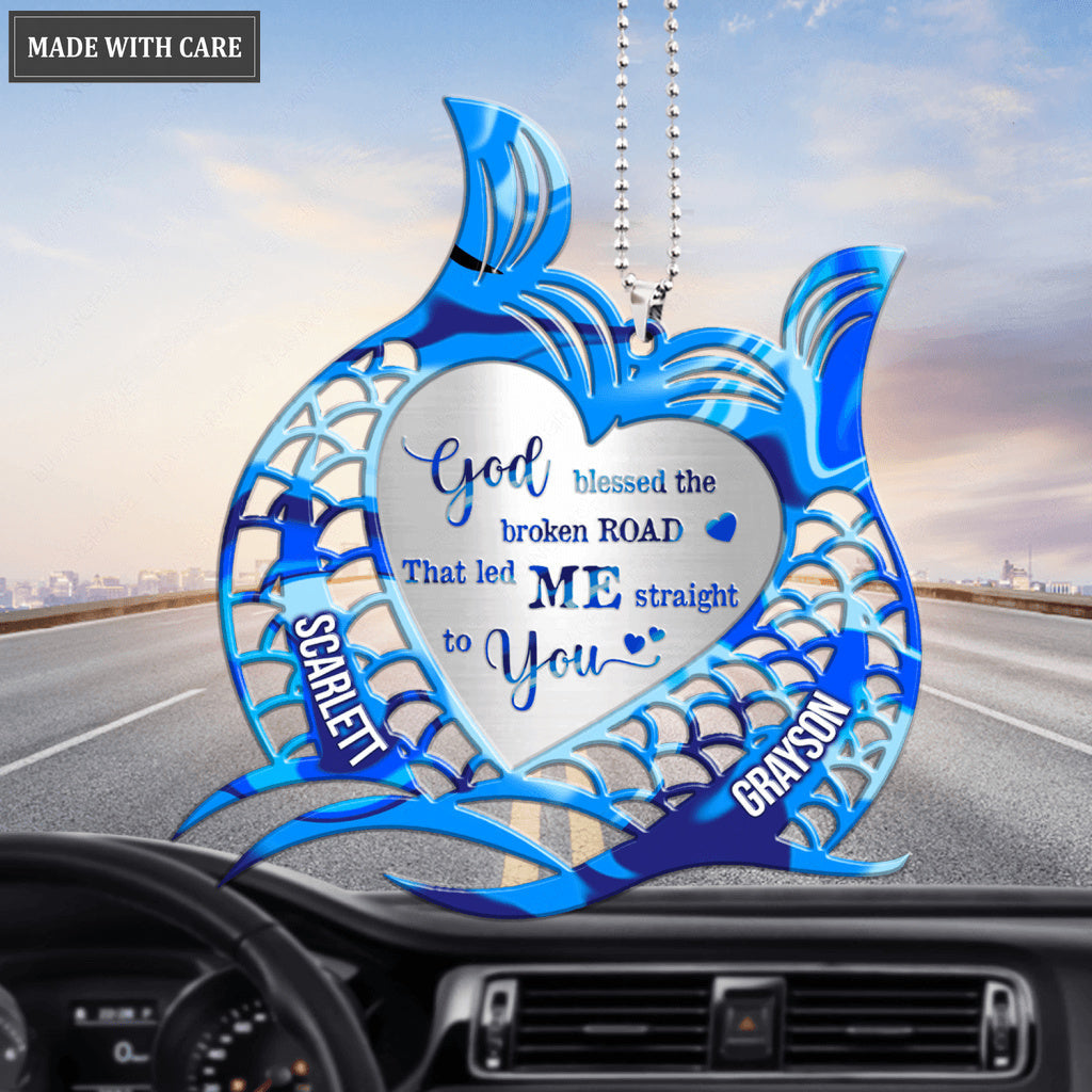 Tails Heart Couple Mermaid God Blessed Personalized Ornament