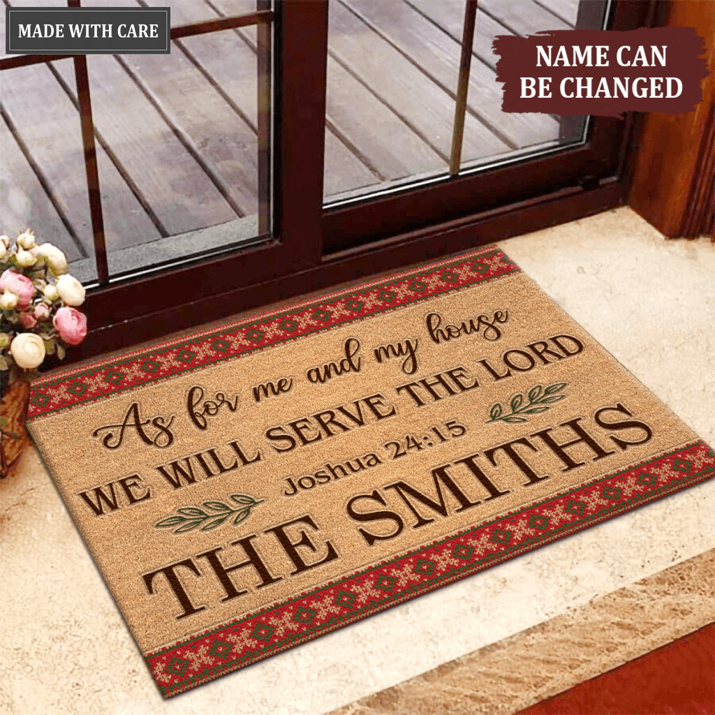 Christmas Frame As For Me And My House Personalized Doormat