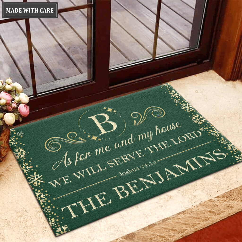 Green Snow As For Me And My House Personalized Doormat