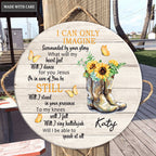 Personalized Glory Boots Wood Circle Sign