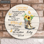 Personalized Glory Boots Wood Circle Sign