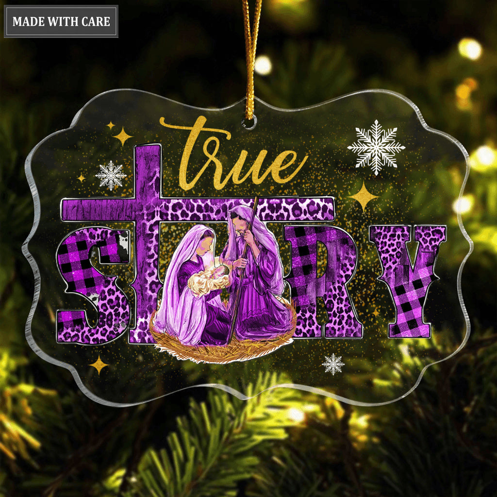 Purple Golden Leopard Tartan True Story Transparent Ornament