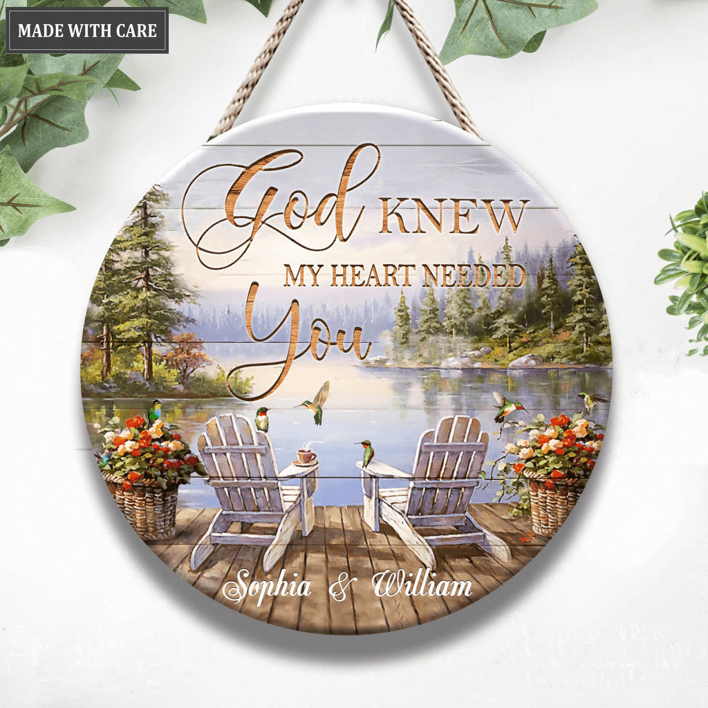 Personalized God Knew You And Me Wood Circle Sign