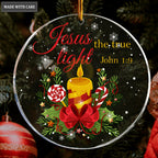 Snow Christmas Candle Jesus The True Light Transparent Ornament