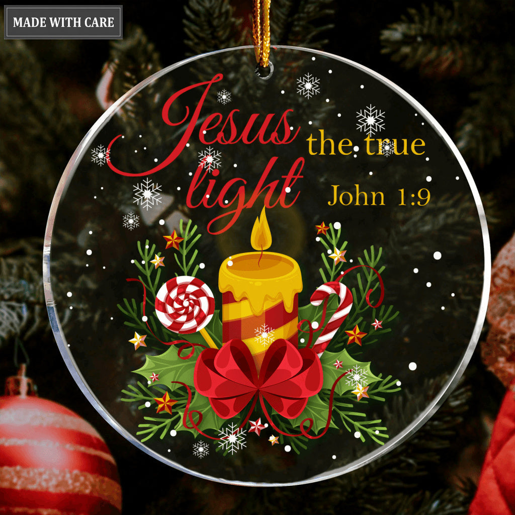Snow Christmas Candle Jesus The True Light Transparent Ornament