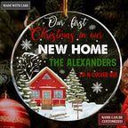 Snow Home Pine Our First Christmas In Our New Home Pesonalized Transparent Ornament