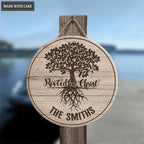Personalized We Are Rooted In Christ Wood Circle Sign