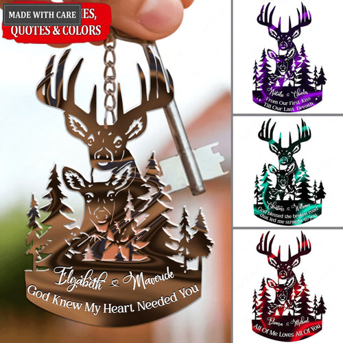Buck And Doe Love Personalized Keychain