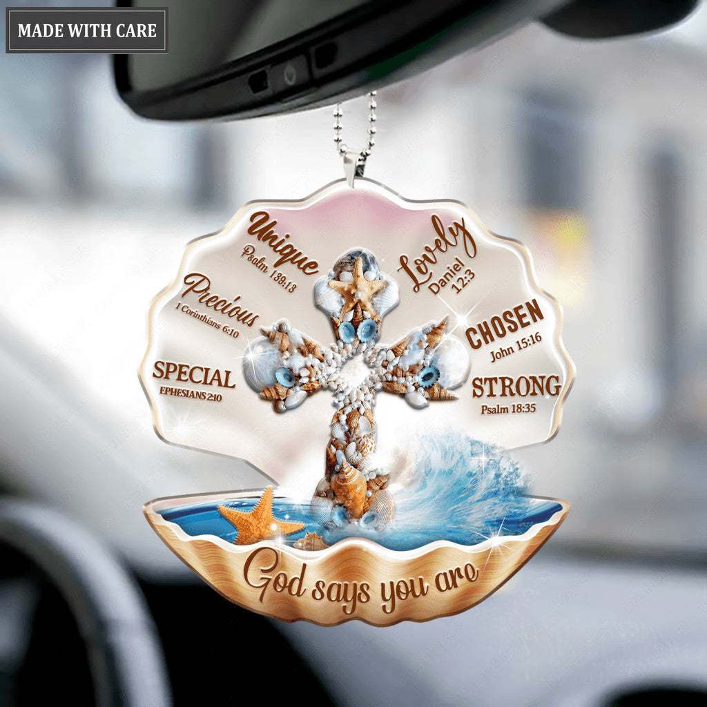 God Says You Are Cross In Seashell Ornament