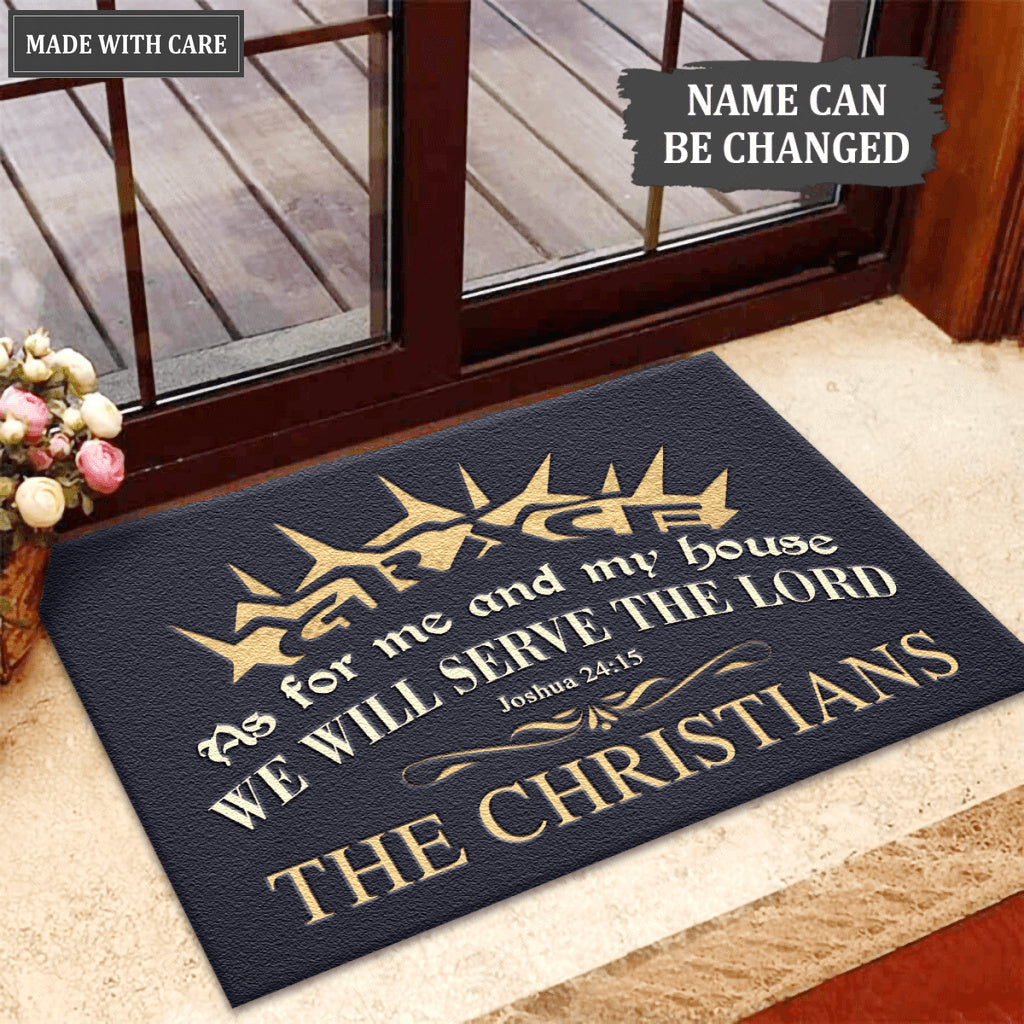 Crown Of Thorns Serve The Lord Personalized Doormat