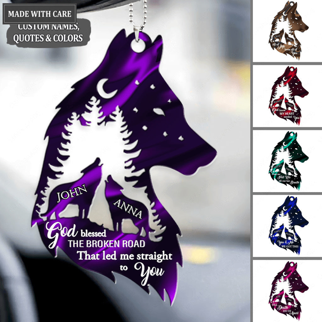 Personalized Forest Wolf Couple Ornament