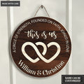 Hearts God Blessed Personalized Wood Circle Sign