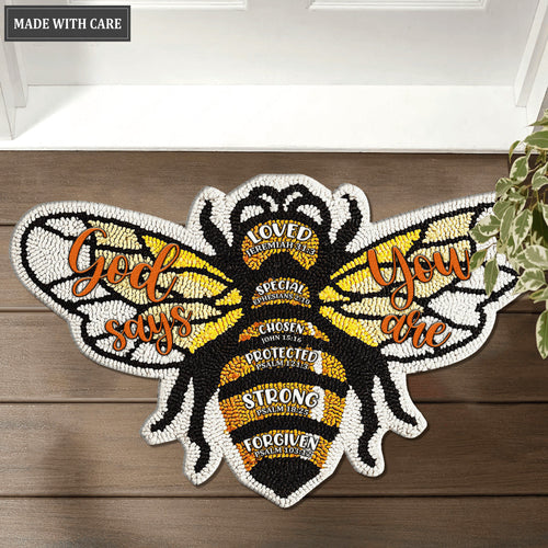 Bee God Says You Are Shaped Doormat