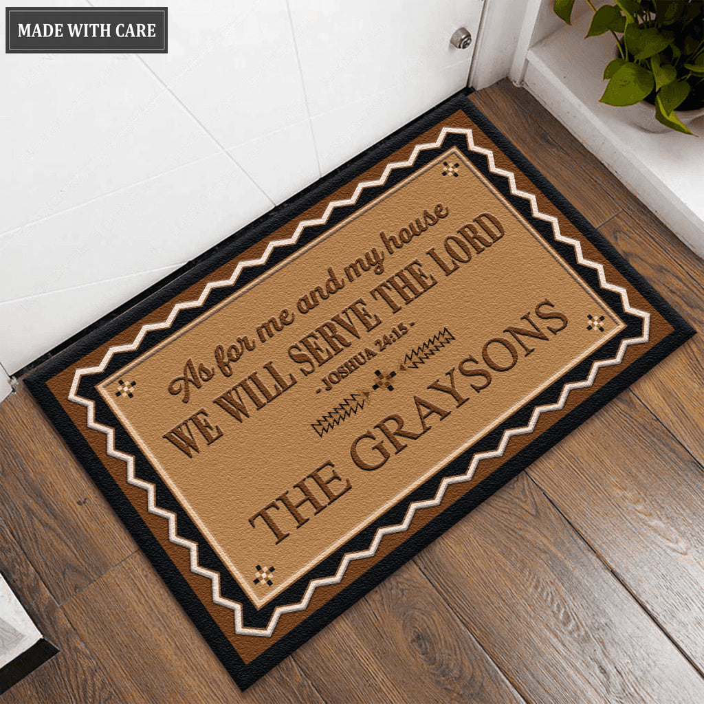 Taupe Color Serve The Lord Personalized Doormat