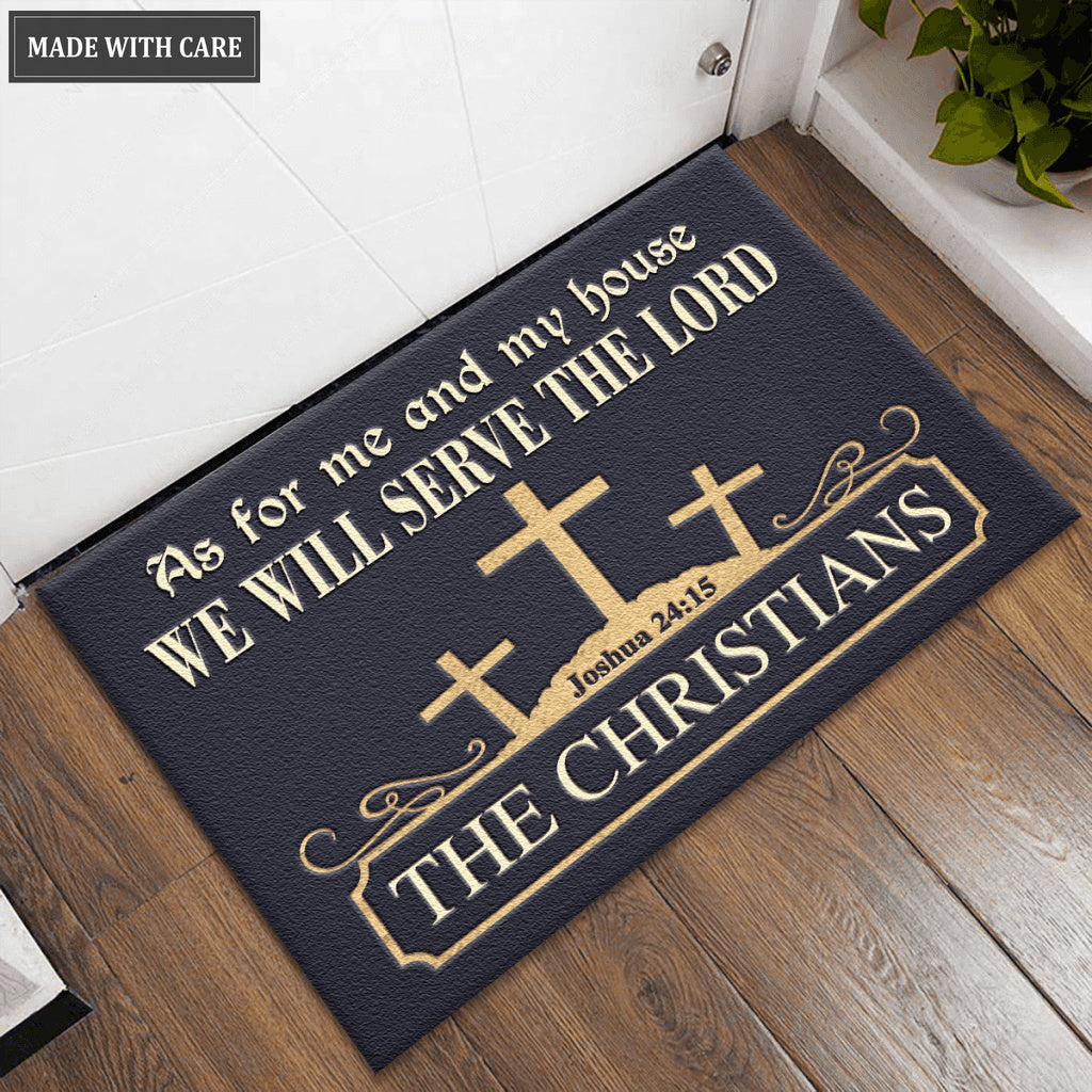 The Three Cross Symbol Serve The Lord Personalized Doormat