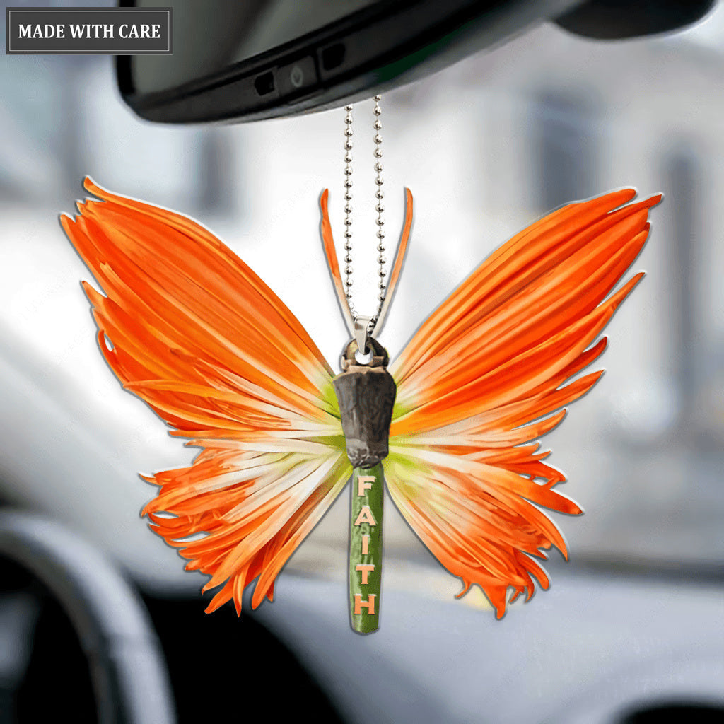 Orange Butterfly Faith Ornament