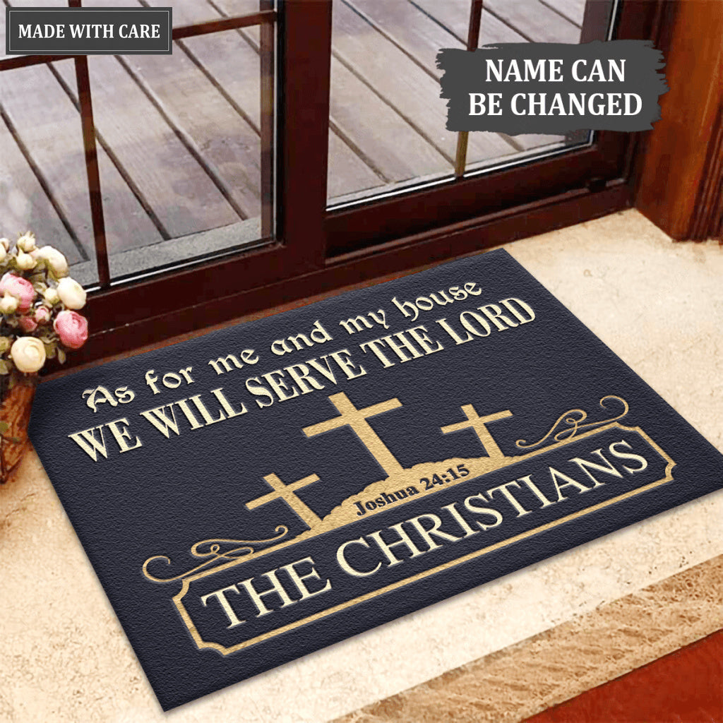 The Three Cross Symbol Serve The Lord Personalized Doormat