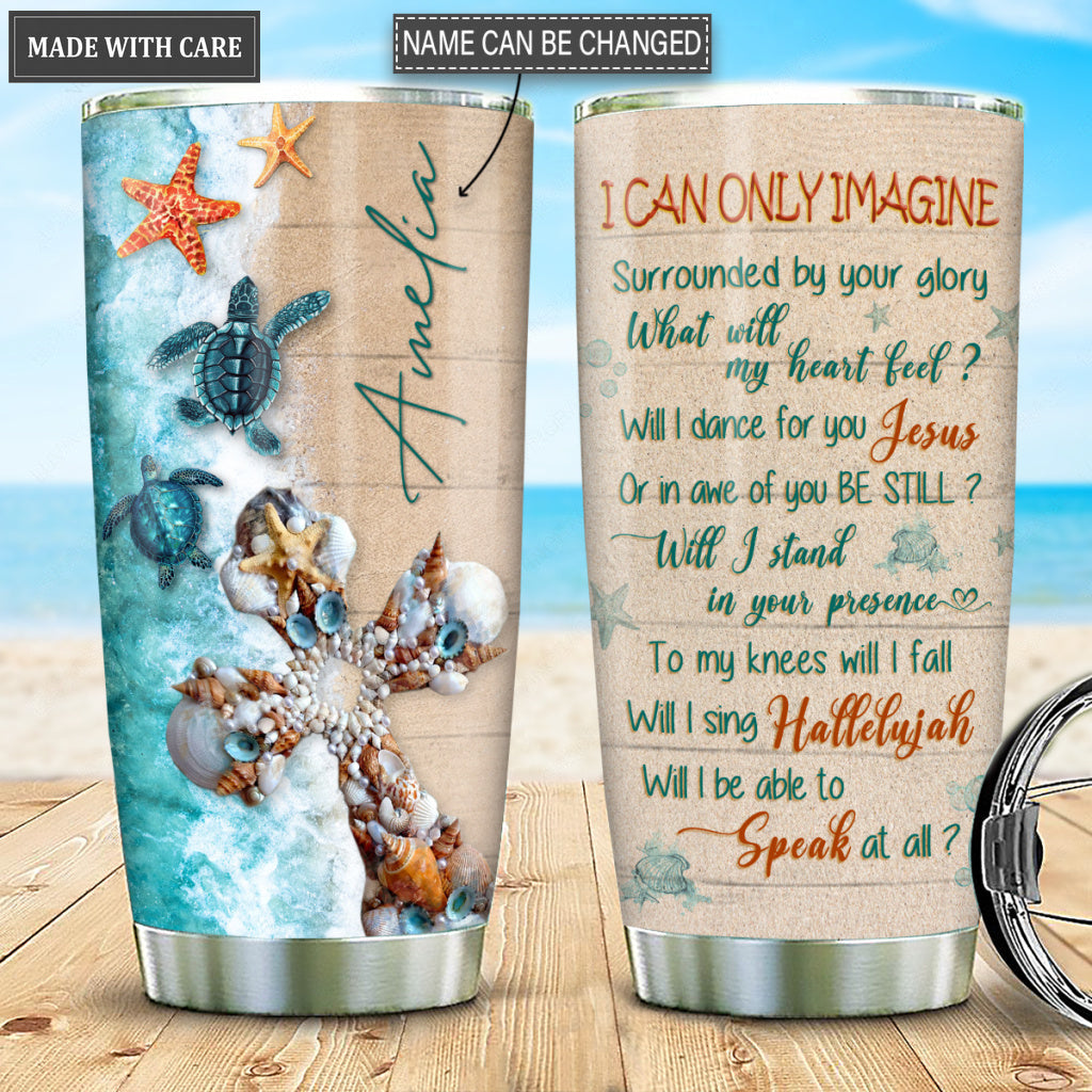 Seashell Cross Sea Turtles Surrounded By The Glory Personalized Tumbler