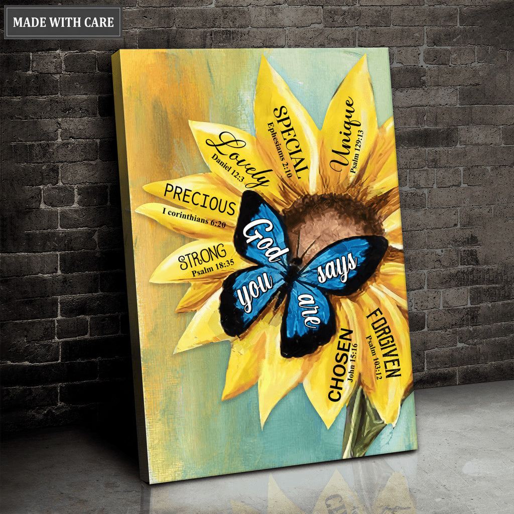 Butterfly and Sunflower God Says You Are Wall Art