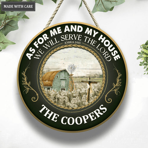 As For Me And My House Retro Personalized Circle Sign