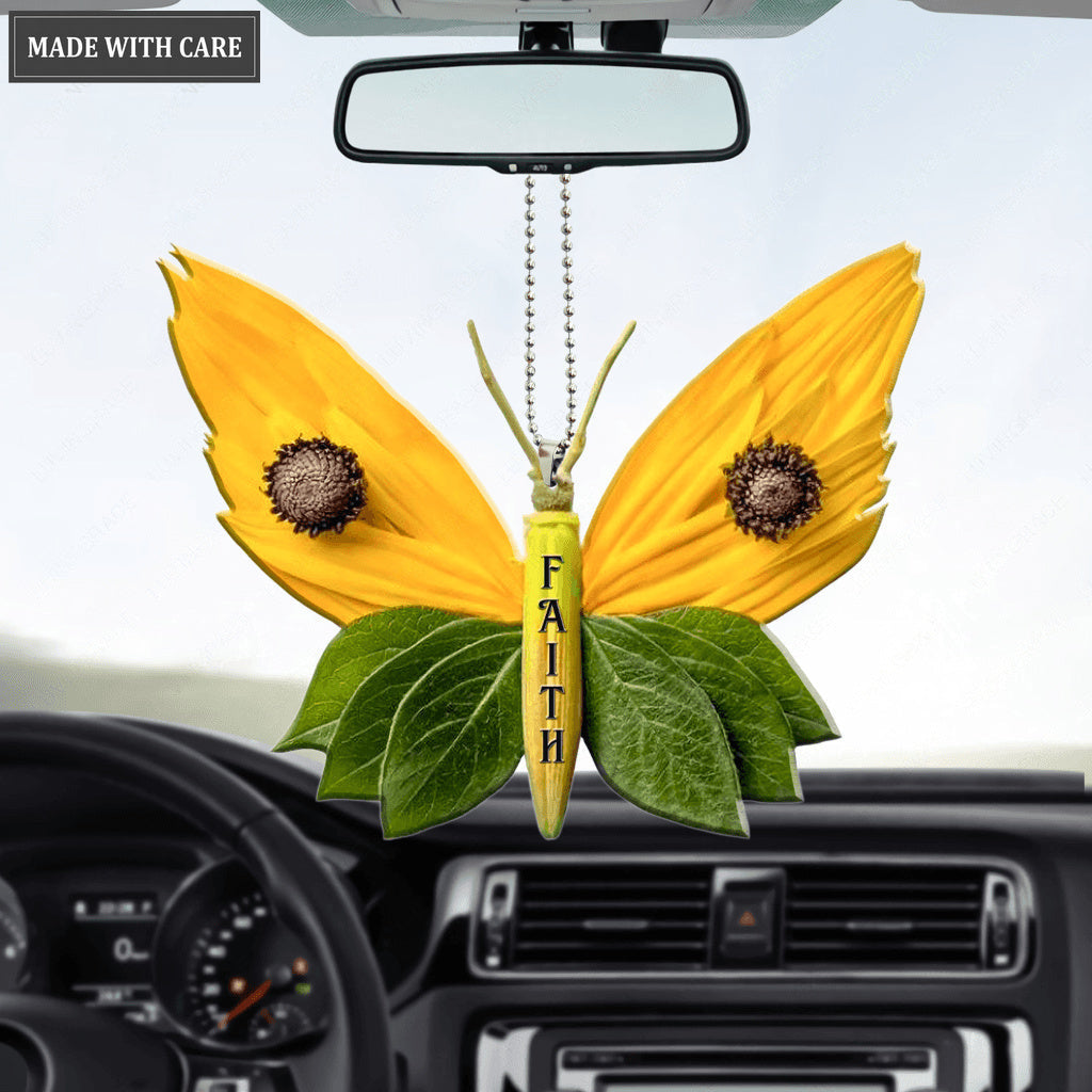 Butterfly Sunflower Petal Faith Car Hanging Ornament