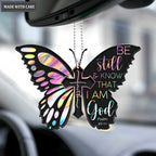 Hologram Butterfly Be Still And Know Wine Ornament